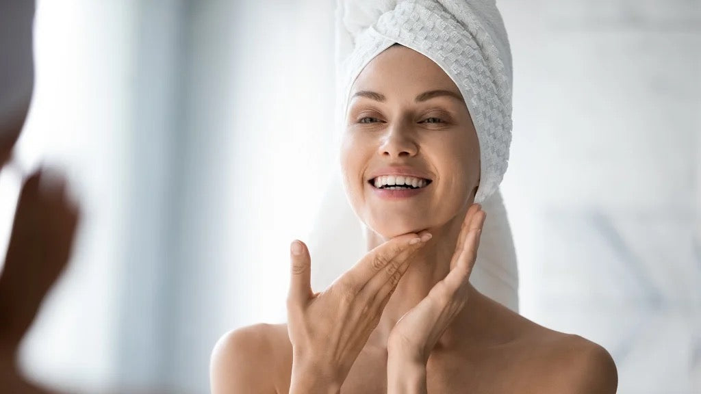 Healthy, hydrated skin after a consistent peptide and collagen skincare routine